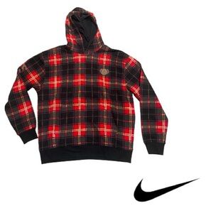 Nike Jordan ‘85 Red & Black Plaid Hooded Pullover